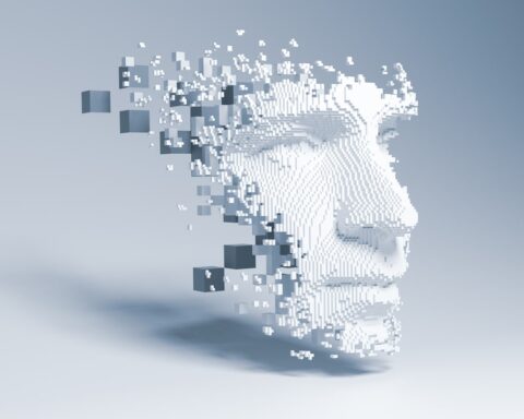 Illustration of an AI head