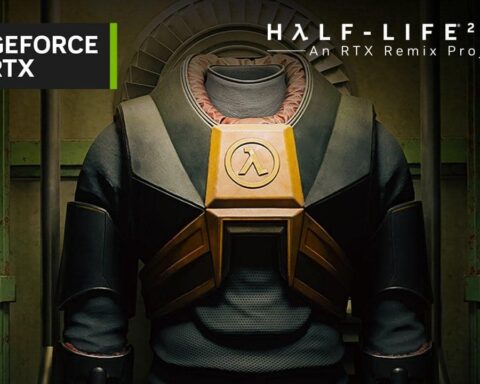 Still of Half life game with Nvidia Logo