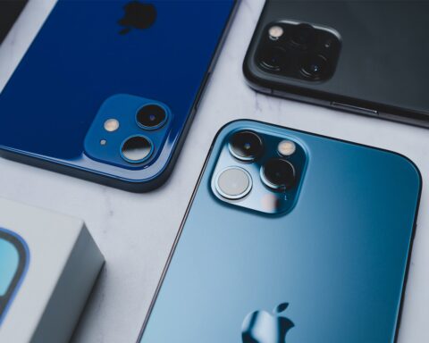 Iphones on table